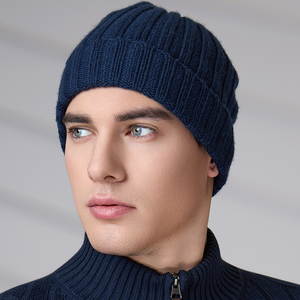 Custom Logo Wool Blend Ribbed Cuffed Beanie <b>Men</b> Thick Warm Knitted <b>Winter</b> Skull <b>Cap</b> <b>for</b> Ski Running Daily Outdoor - Product Image 3