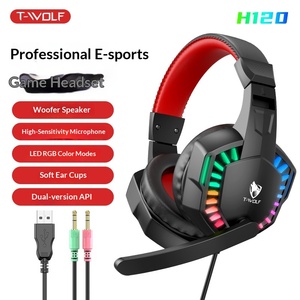 <span class=keywords><strong>Casque</strong></span> d'Ordinateur en Cuir T-WOLF Thunderwolf H120 40mm, <span class=keywords><strong>Casque</strong></span> de Jeu Illuminé pour E-sport, <span class=keywords><strong>Casque</strong></span> Filaire avec Microphone - Product Image 3