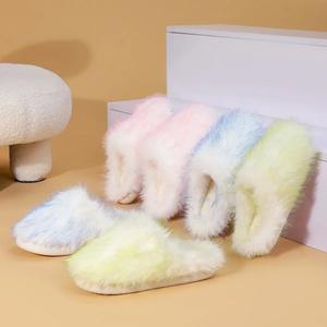 Chaussons en fausse fourrure pour femmes, vente directe d'usine, best-seller, fourrure longue et chaude, antidérapants, mode maison, semelle épaisse en coton - Product Image 1