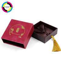 Boîte à bijoux de luxe élégante avec sac en velours, tiroir coulissant, emballage de boîte à bijoux avec pompon pour accessoires de bijoux
