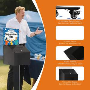 Bespoke กล่องอะคริลิกตั้งพื้นขนาดใหญ่กล่องใส่คำแนะนำที่ล็อคได้พร้อมที่แขวนป้ายล้อสำหรับการลงคะแนนการกุศล - Product Image 4