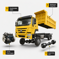 Camion benne HOWO 371 6x4 d'occasion pour environnements extrêmes, avec essieu HF9 d'origine, prêt à l'emploi, à vendre