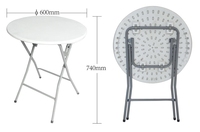 Tables de bar pliantes en plastique pour événements hôteliers, extérieur, cocktail, portables, diamètre 60 cm, blanches, modernes, tube en fer thermolaqué