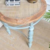 Ferme rustique Shabby Chic Table basse ronde pied en métal Mdf bois coin côté Table d'appoint meubles pour salon
