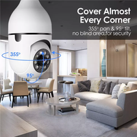 Caméra IP de surveillance intelligente sans fil HD 1080P pour la maison, P2P sans fil, 360 degrés PTZ, ampoule intelligente avec matériau plastique