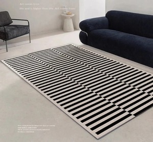 Tapis rayé noir et <span class=keywords><strong>blanc</strong></span> moderne, décoration minimaliste, tapis court en <span class=keywords><strong>velours</strong></span> pour chambre à coucher, salon, vestiaire, tapis de sol antidérapant - Product Image 1