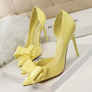 Korean Summer High Heels Pumps Gas Sweet Bow Stiletto Ankle Strap Pointed Side Hollow PU Insole Leather Lined Slip-On - Product Image 5