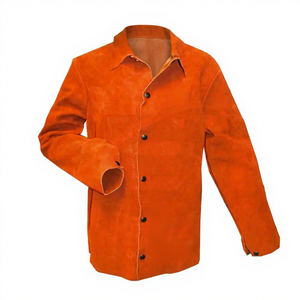 Veste de soudage ignifuge à manches longues avec fermeture boutonnée, col résistant à la chaleur 500°C, coupe régulière, coutures surjetées, jaune - Product Image 3
