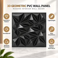Panneau mural en PVC géométrique 3D noir, revêtement mural décoratif insonorisant pour salon, chambre, hôtel, bureau, intérieur