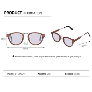 Gafas de Madera de Zebra de Moda 2024, Lentes Marrones Personalizadas con Bloqueo de Luz, Montura Redonda, Ecológicas - Product Image 4