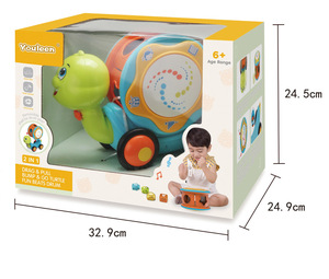 Vendita calda giocattoli per bambini che imparano Animal Cartoon Animal Little Turtle Music Hand Drumming Pull Line per bambini auto - Product Image 6