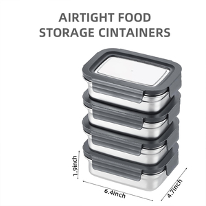 Контейнер для хранения продуктов из нержавеющей стали с крышками, воздухонепроницаемая для кухни, приготовление еды, металлический контейнер для еды, герметичный, безопасный для посудомоечной машины - Product Image 3