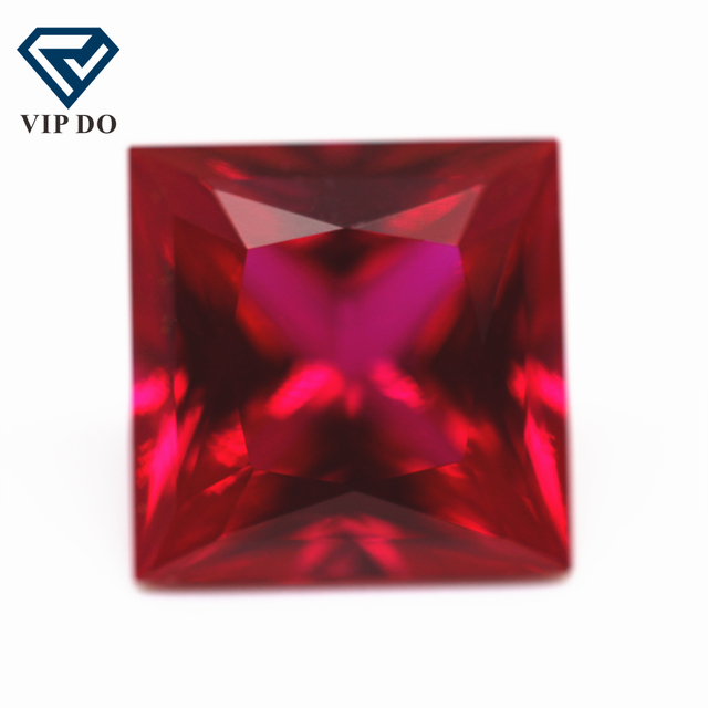 Top Quality 4*4-10*10mm square Princess Cut Ruby Cultivate Loose Gemstone square Shape Laboratory Regeneration Breed Ruby Gems