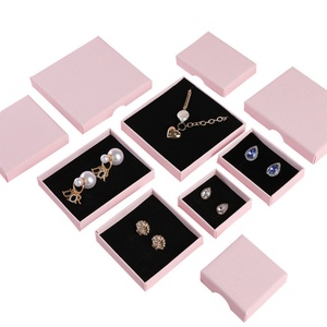 Wholesale Custom Square Pink Rigid 2 Piece Thin Jewelry <b>Box</b> Lid and Base Paper Jewelry <b>Box</b> for Ring <b>Earring</b> Necklace - Product Image 2