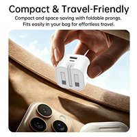 Chargeur rapide GaN 40W Aspor avec prise UK, alimentation adaptative AVS, distribution intelligente de l'énergie, double port USB-C PD Type-C A872
