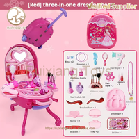 Ensemble de jeu de beauté 2-en-1 en gros, valise portable en alliage avec table de maquillage pour enfants unisexes, jouets en plastique pour filles, emballés en boîte