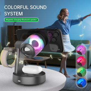 Base de Carga Inalámbrica Magnética <span class=keywords><strong>5</strong></span> en 1 de 25W con Puerto Tipo-C para Reloj, Auriculares y Altavoz con Luces RGB - Product Image 2