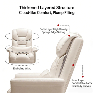 Cadeira de Escritório Boss Confortável para Casa, Sofá Reclinável para Sedentário, Assento de Couro com Encosto, Base de Cinco Estrelas com Rodízios - Product Image 2