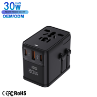 Adaptateur de voyage IBD GaN 30W PD QC3.0 à charge rapide avec prises USB-C et USB-A pour ordinateur portable, écouteurs et téléphone portable