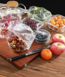 Couvre-bols en plastique avec bordure élastique, couvercles souples pour contenants alimentaires, style sacs alimentaires jetables - Product Image 3