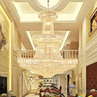 Lustre en cristal à trois niveaux de style Empire, finition dorée, pour salon duplex, villa, salle de banquet à plafonds hauts
