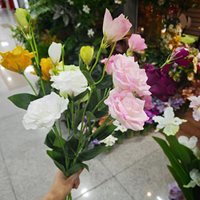 Bunga Lisianthus Artificial 3 Kepala Real Touch Grosir, Batang Eustoma Melembapkan untuk Dekorasi Pernikahan, Rumah, Hotel
