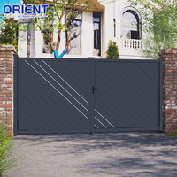 Puerta Corredera Automática de Aluminio para Entrada de Vehículos, Puerta de Seguridad y Privacidad Eléctrica Moderna con Control Remoto, Puerta Batiente Doble