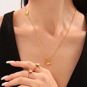 Collier décontracté anti-ternissement en or 18 carats, véritable acier inoxydable, motif papillon, pour femmes et jeunes filles - Product Image 3