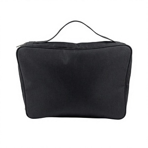 Bolsa de almacenamiento con cremallera negra, bolsa organizadora portátil con asa para documentos de viaje, artículos esenciales diarios - Product Image 1