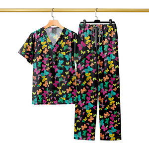 Le divise per Scrub dentale in 100% di puro cotone stampate personalizzate di marca VIAOLI mette a punto pantaloni dritti elasticizzati abiti per divisa - Product Image 4