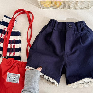 Pantalon à cinq points en coton lavé printemps été imprimé réactif garçons doux bambins filles shorts - Product Image 4