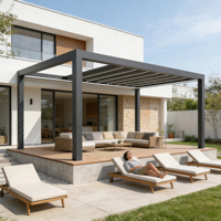Pergola en aluminium moderne Tingmeihaoting, kit DIY, revêtement en poudre, rétractable, imperméable, pour cour