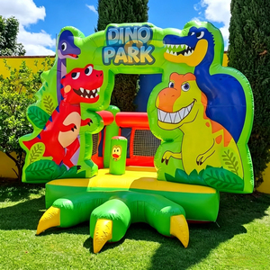 Castello Gonfiabile Verde a Tema Giungla, Casa Rimbalzante Gonfiabile con Animali dello Zoo, Castello Gonfiabile a Tema Dinosauri in Vendita - Product Image 2
