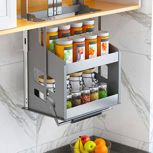 Moderno Gabinete de Cocina con Cesta Extraíble de Acero para Almacenamiento de Platos y Condimentos con Estante de Esquina - Product Image 5