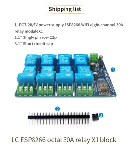 DC5V/7-28V Netzteil <span class=keywords><strong>ESP8266</strong></span> 30A 8-Wege-WLAN-Relaymodul ESP-12F 8-Kanal-Entwicklungskabel - Product Image 6