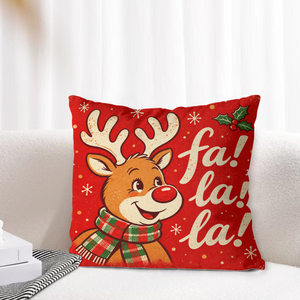 Funda de Cojín Cuadrada de Lino Antiarrugas de 18x18 con Estampado de Reno por Transferencia Térmica, Fundas de Almohada Impresas para Decoración Navideña del Sofá - Product Image 1