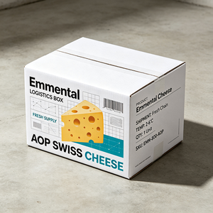 Boîte en carton ondulé suisse imprimée numériquement sur mesure, production en 72h, pour le fromage Emmental, emballage recyclable - Product Image 2