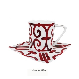 Tasse de café et soucoupe en céramique, 4 couleurs, nouveau style en fer, - Product Image 5