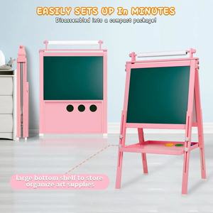 Детские развивающие игрушки, складной твердый мольберт, детская двухсторонняя Деревянная волшебная доска для рисования - Product Image 5