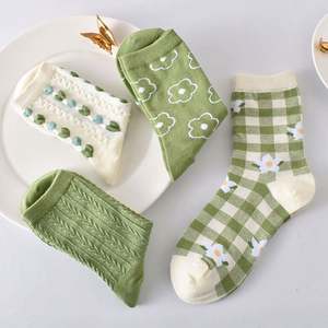 New Cotton Autumn Winter Green <b>Socks</b> Woman Mid Tube Moisture Wicking <b>Socks</b> for Women - Product Image 3