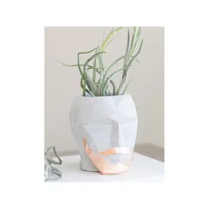 현대 구체적인 기하학 인간적인 맨 위 재배자 시멘트 얼굴 재배자, 식물을 위한 실내 재배자 남비 얼굴