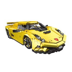 MOULD KING 10018 Creative Yellow Super Racing Sport Car Vehicle Bricks Boys Toys Assembly MOC Building Block for Kids