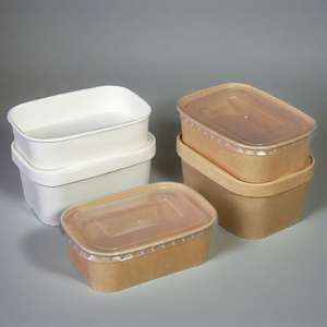 Disposable Paper Bowl Food <b>Container</b> Fast Food <b>Takeaway</b> Bowls Packaging <b>With</b> <b>Lids</b> Disposable Rectangle Paper Bowl - Product Image 6