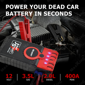 <strong>12V</strong> 12000mAh Lithium <strong>Battery</strong> <strong>Booster</strong> Pack 400A Peak 1000+ Recharge Cycles Compact Design Motorcycle Jump Starter - Product Image 6