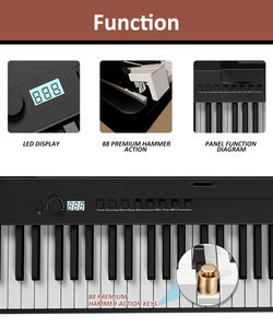 <span class=keywords><strong>Piano</strong></span> numérique léger pour débutants, 88 touches lestées, clavier pleine taille, portable, connecteur MIDI USB, autocollants, pour débutants et adultes - Product Image 4