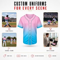Maillot de baseball personnalisé pour hommes, chemise boutonnée dégradée rose et bleue, logo personnalisé, nom, numéro, plusieurs options d'impression, commande d'équipe