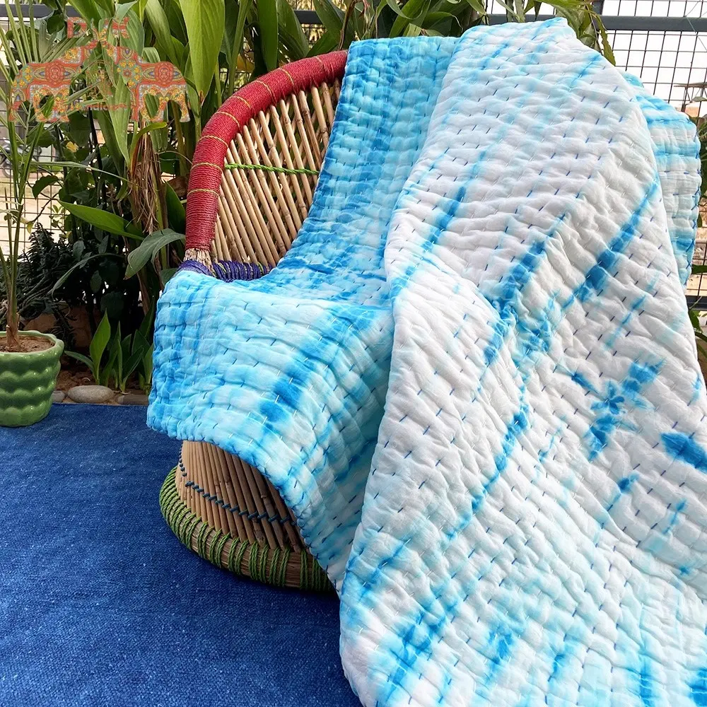 Colcha de cuna kantha para niños, Manta de algodón hecha a mano para invierno, para jardín de infantes