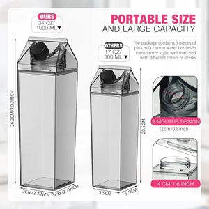 Bouteille d'eau rose transparente sans BPA avec paille pour la rentrée scolaire – Gobelets pour enfants - Product Image 6