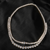 Collier Chaîne Tennis Hiphop en Argent Sterling 925 Plaqué Or 18K avec Moissanite VVS 3MM Effet Glacé pour Femme