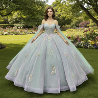 Robe de bal longue lilas pour Quinceañera et Sweet 16, avec corset et appliques florales à sequins, pour adolescentes, Robes XV